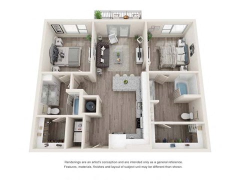 Two-Bedroom Floor Plan B5A|26 at City Point Apartments
